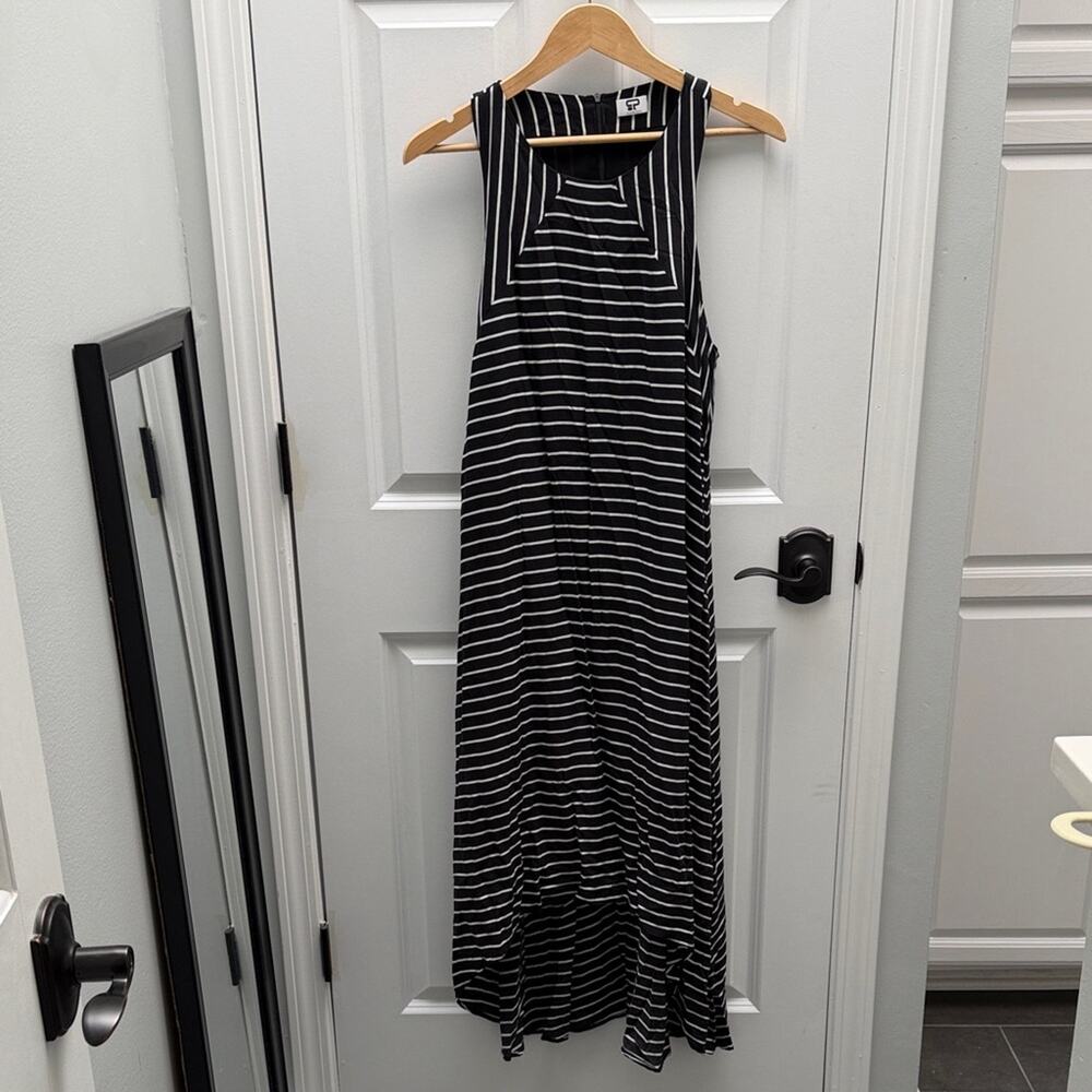CULTURE PHIT Black and White Striped Sleeveless Racerback Maxi Dress Size XL
